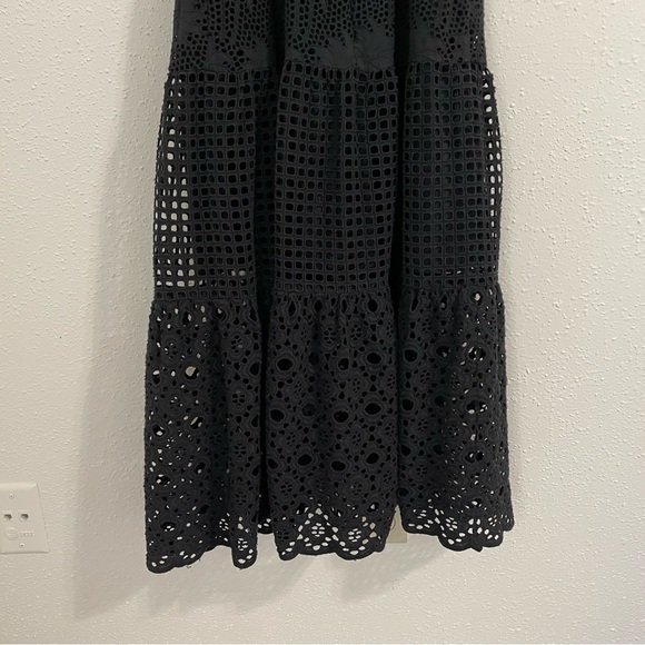 All Saints Janey Eyelet Lace Embroidered Slip Black Midi Dress - size 4 - Picture 12 of 15